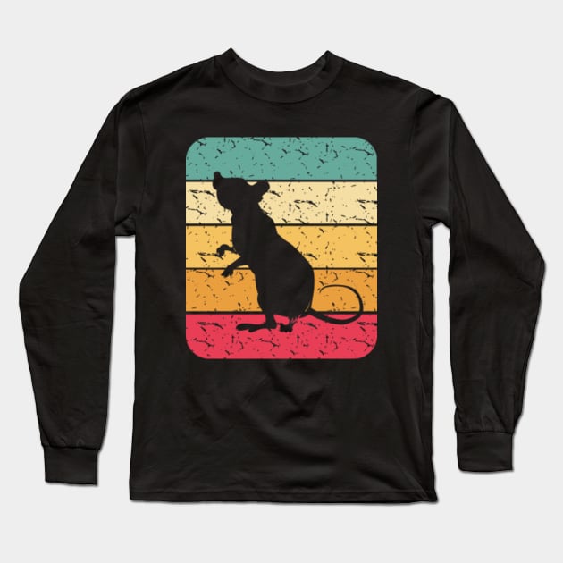 Retro Mouse Rat Silhouette Long Sleeve T-Shirt by LetsBeginDesigns